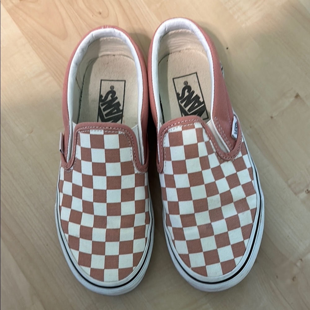 Vans Checkerboard Slip-On Shoes - Pink and White
